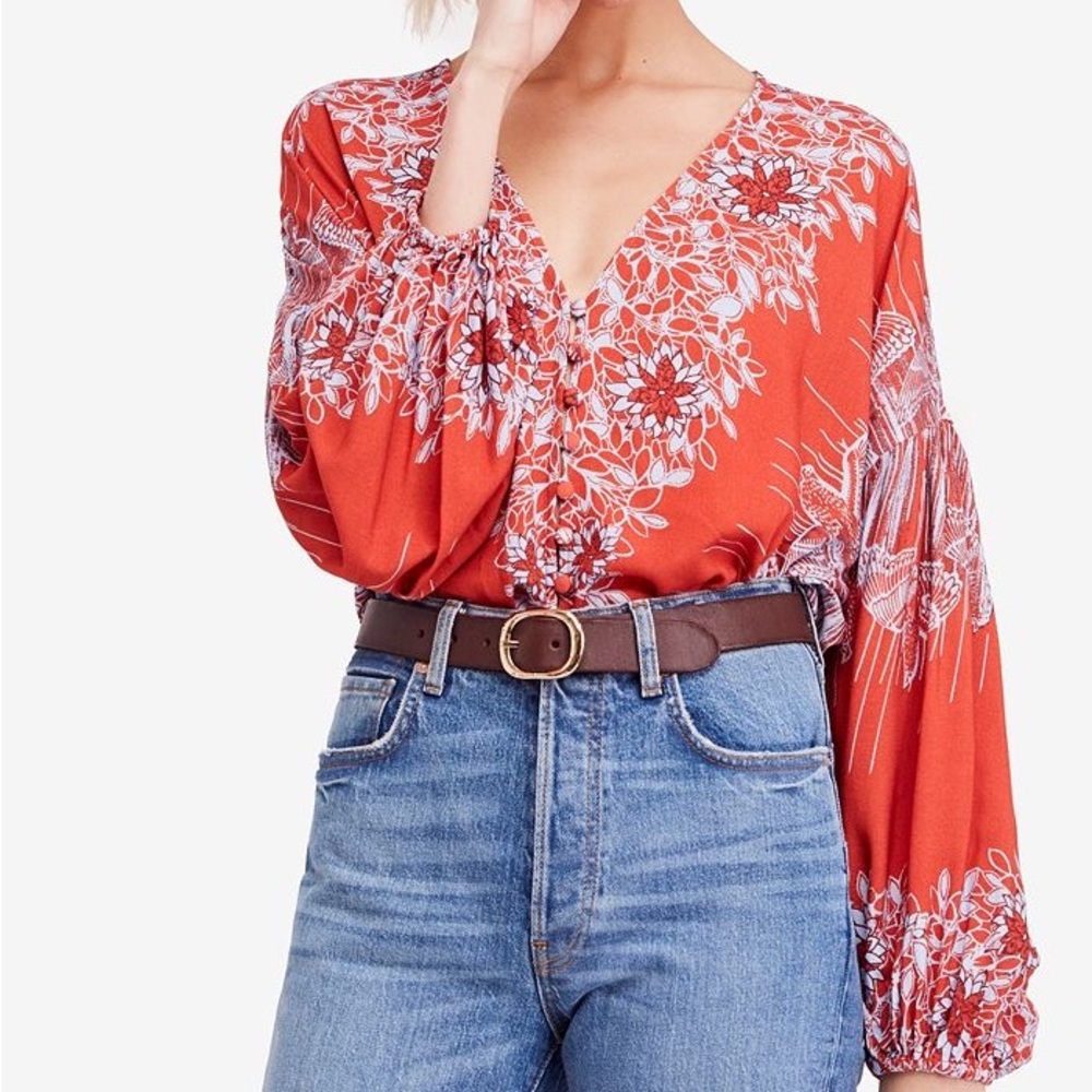 Free People Birds Of A Feather Top in Lava Combo